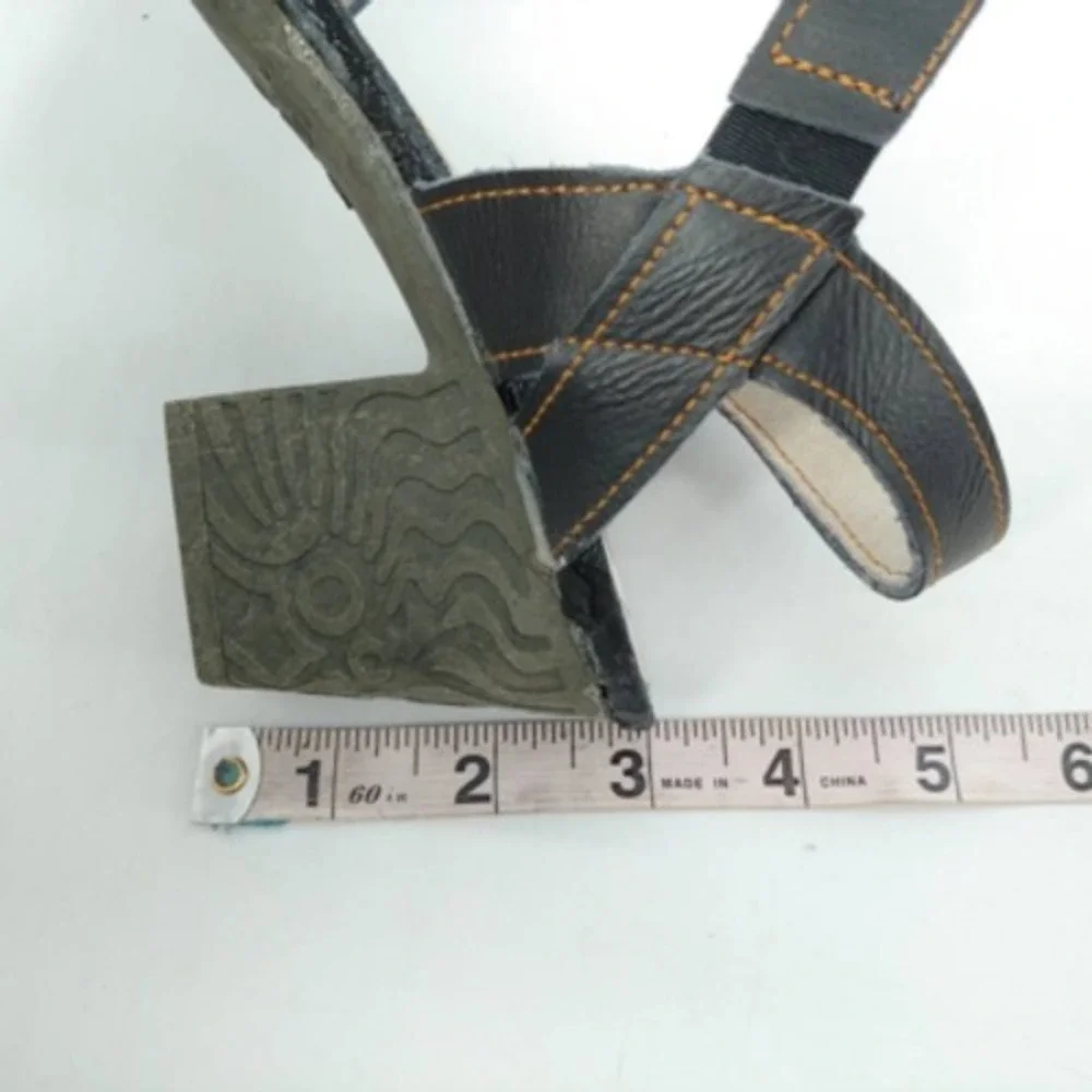 Maia‎ Shoes Womens Ankle Strap Sandals Black Block Heels Peep Toe Buckle 38
